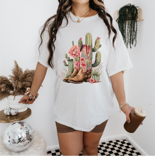 Western Cactus and Boot T-shirt