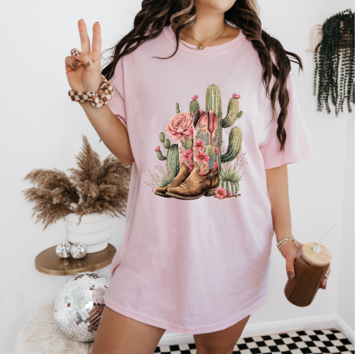 Western Cactus and Boot T-shirt