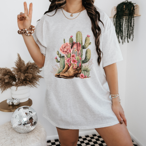 Western Cactus and Boot T-shirt