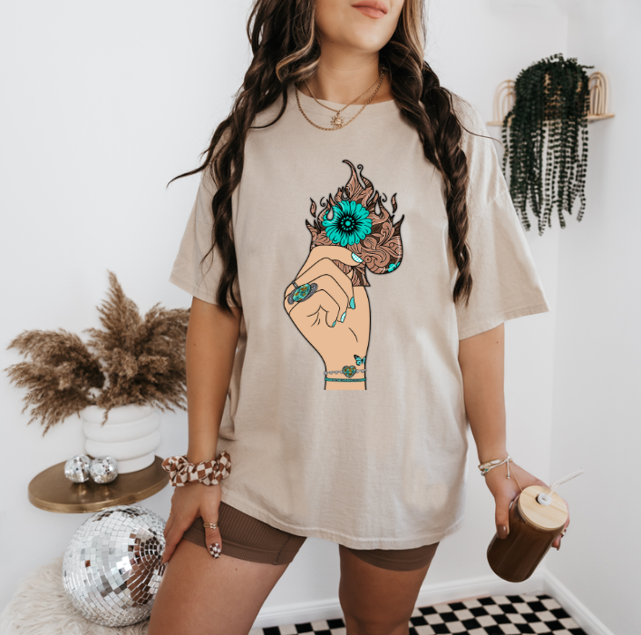 Flaming Turquoise Spade T-shirt