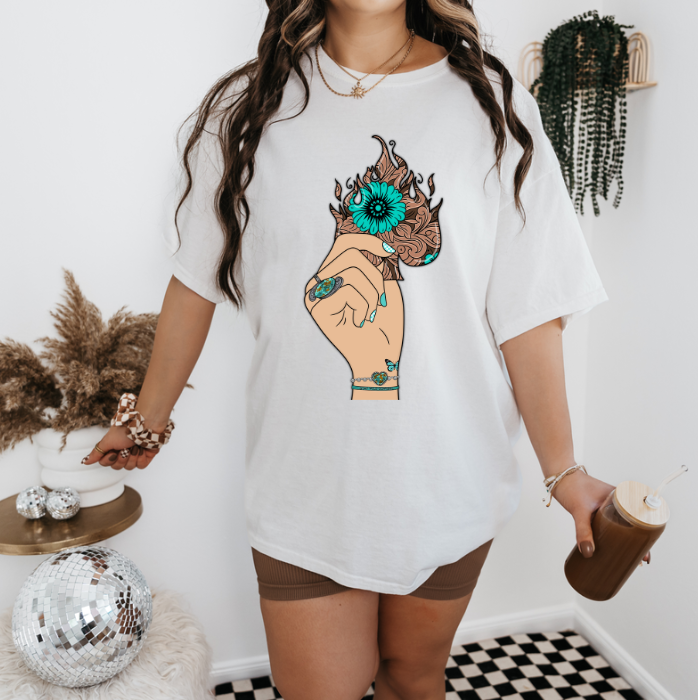 Flaming Turquoise Spade T-shirt