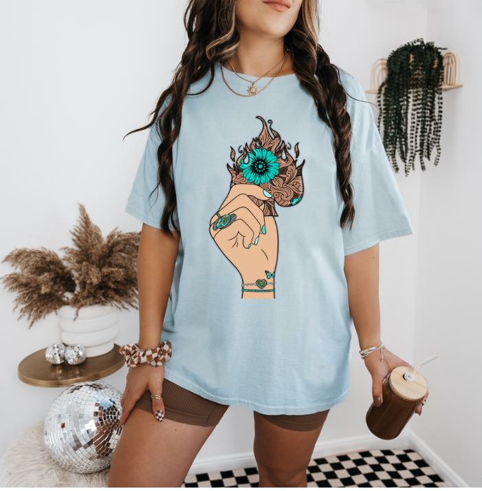 Flaming Turquoise Spade T-shirt