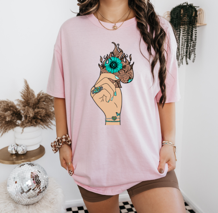 Flaming Turquoise Spade T-shirt